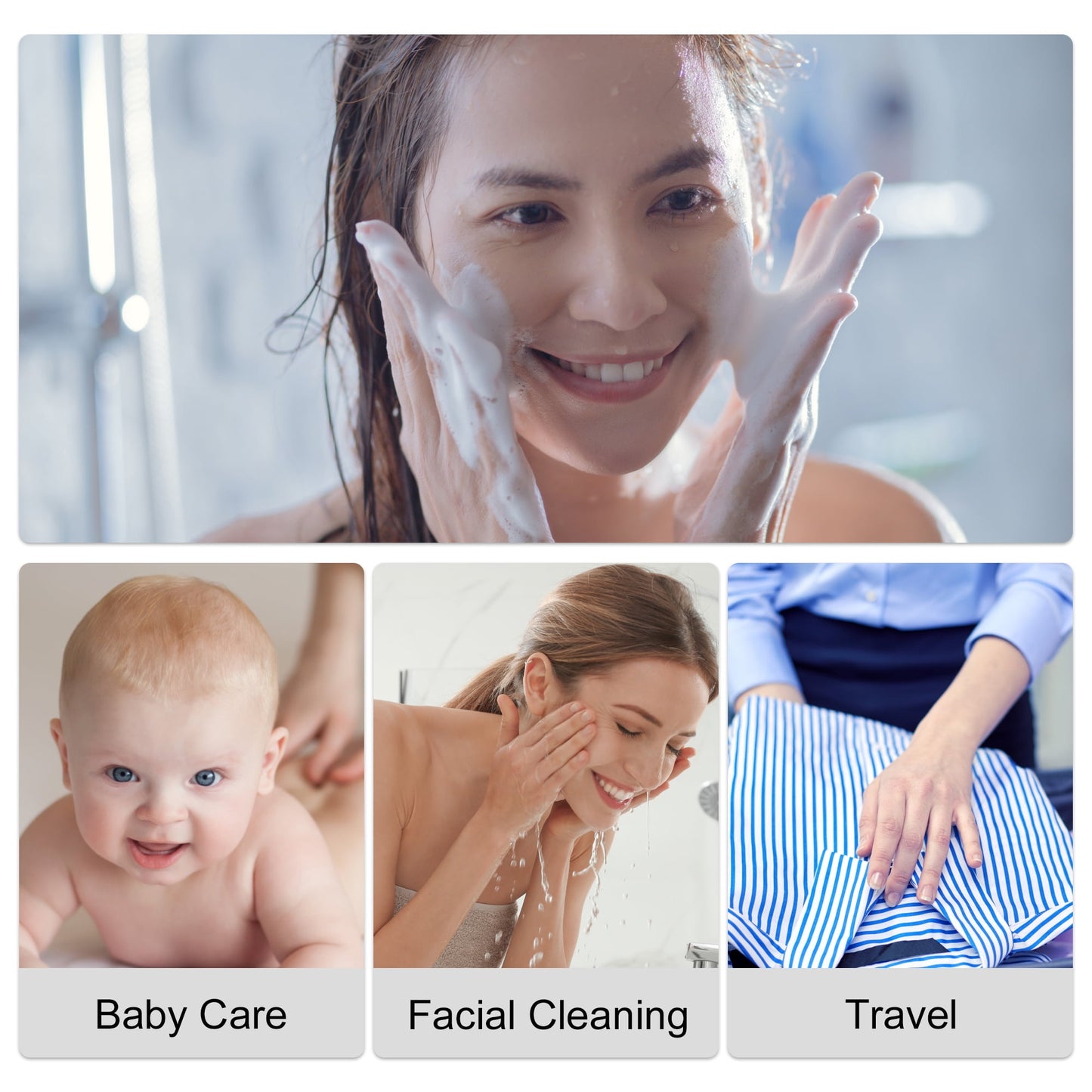 Pack of 60Pcs Disposable Face Towel Tissue Wet and Dry White 7.87"X7.87"