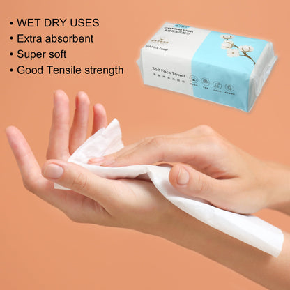 Pack of 60Pcs Disposable Face Towel Tissue Wet and Dry White 7.87"X7.87"